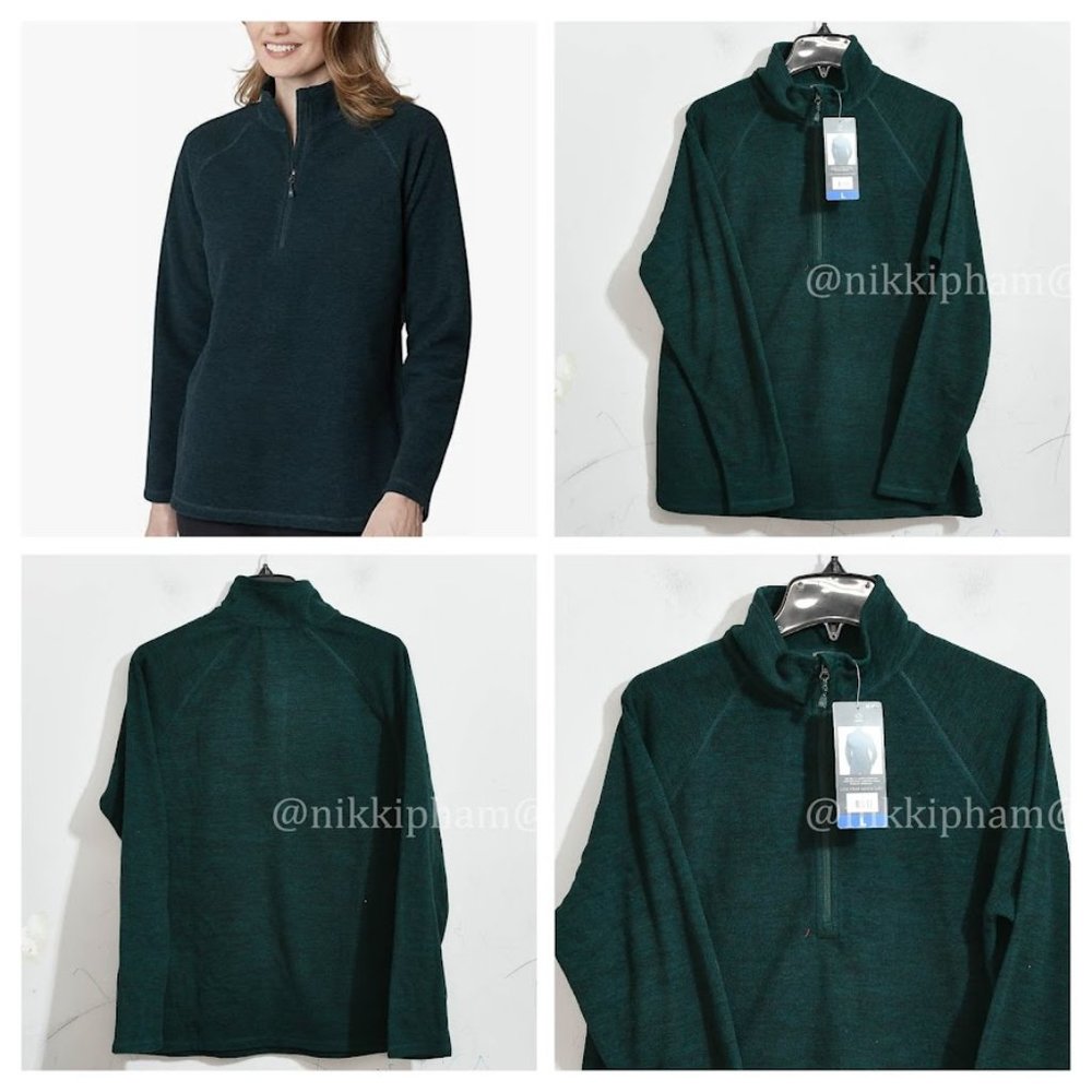 NWT Eddie Bauer Ladies' Fleece 1/4 Zip IN GREEN - Picture 1 of 5